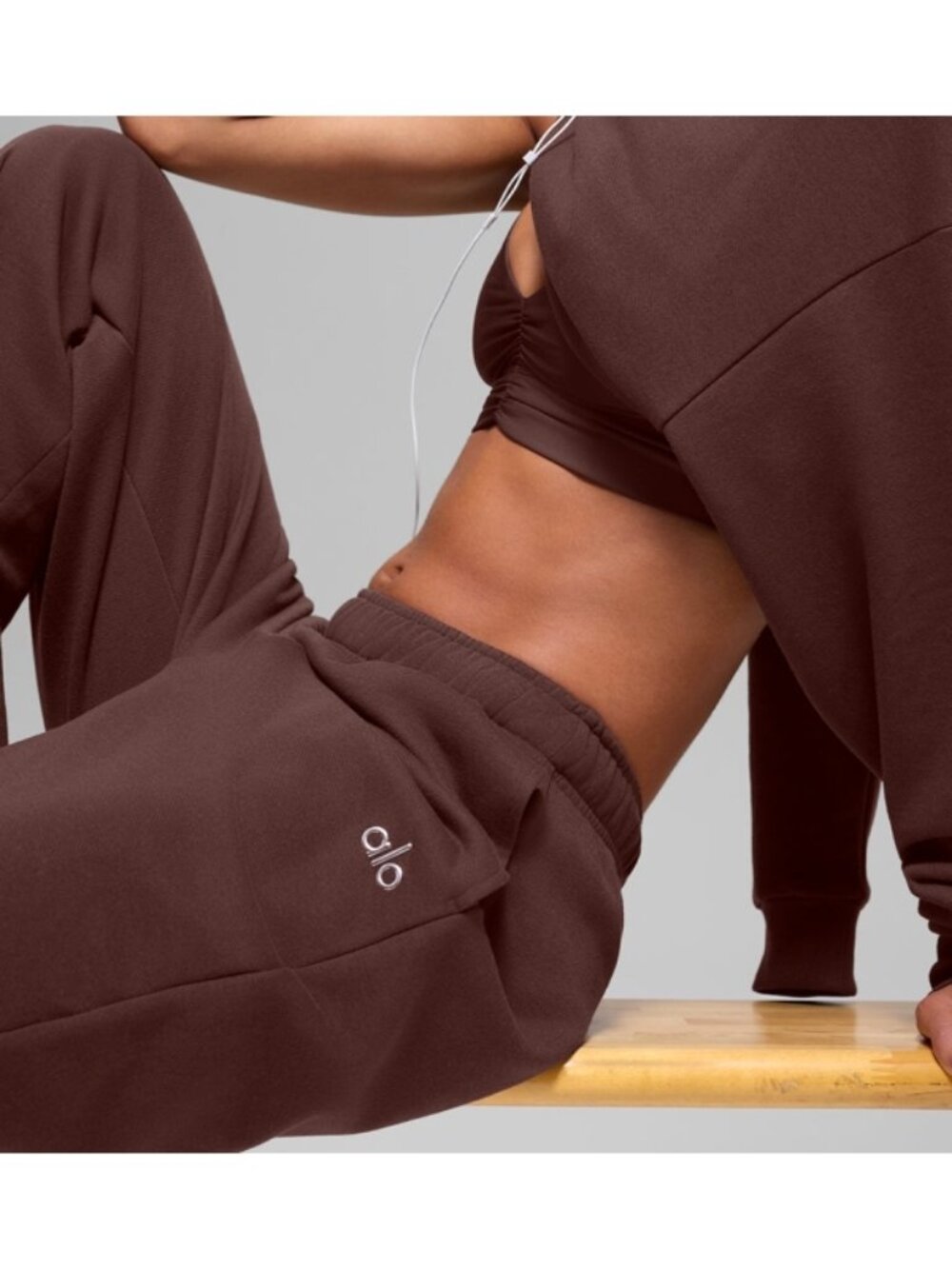 Alo Accolade Straight Leg Sweatpants Brownstone High-Rise Waist Sweats Joggers M - Picture 3 of 10